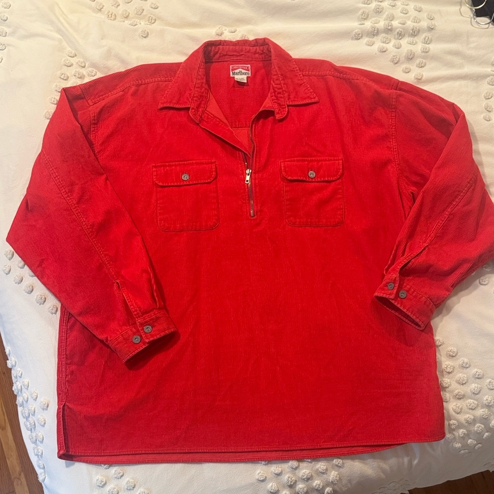 Marlboro Vintage Corduroy Red Half Zip XXL